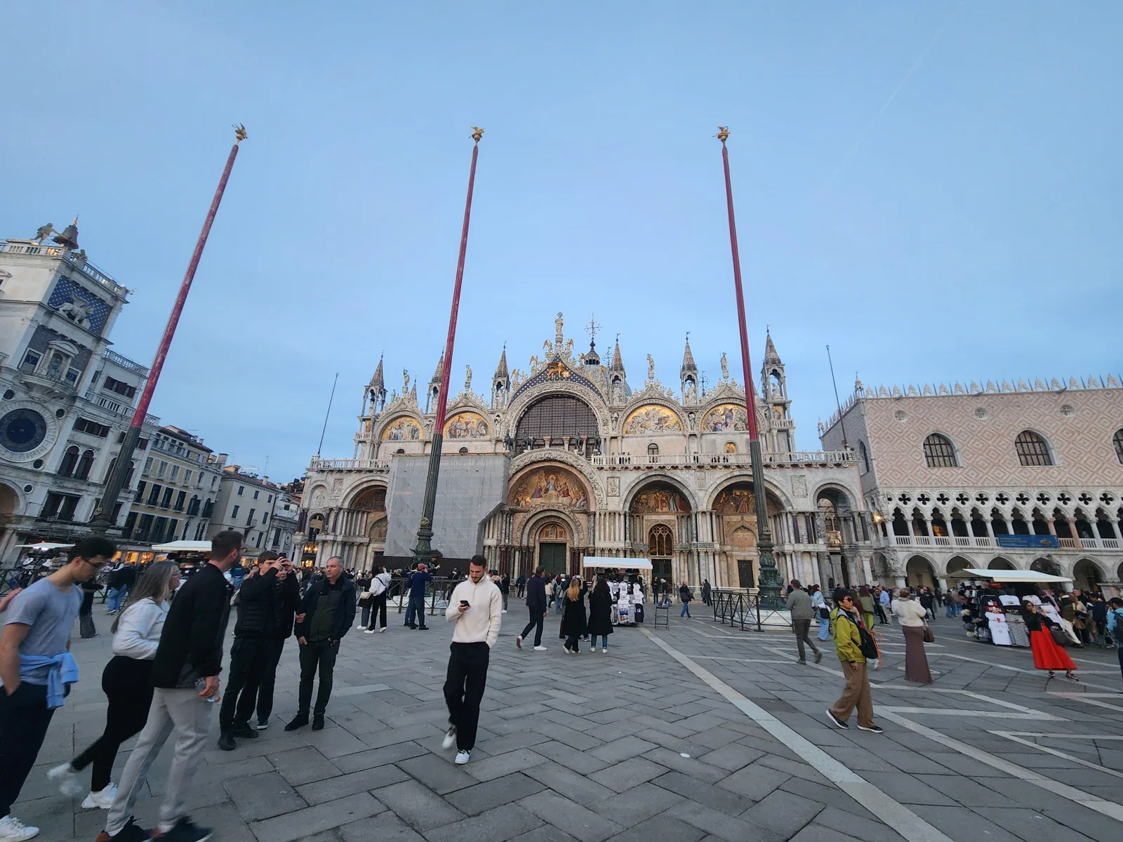 St Mark's Basilica facade in warm evening light in Venice