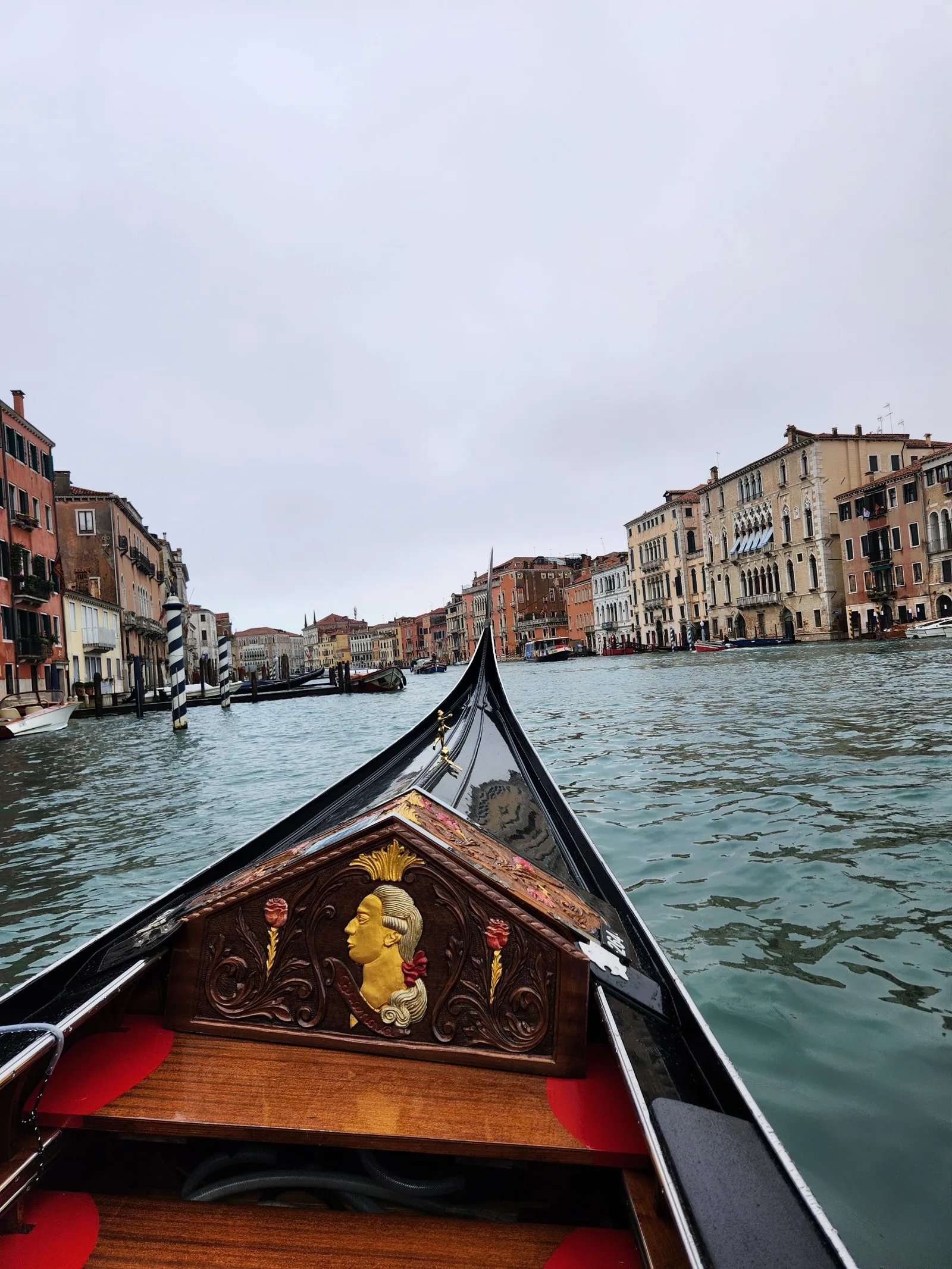 A gondola turning onto the Grand Canal in Venice