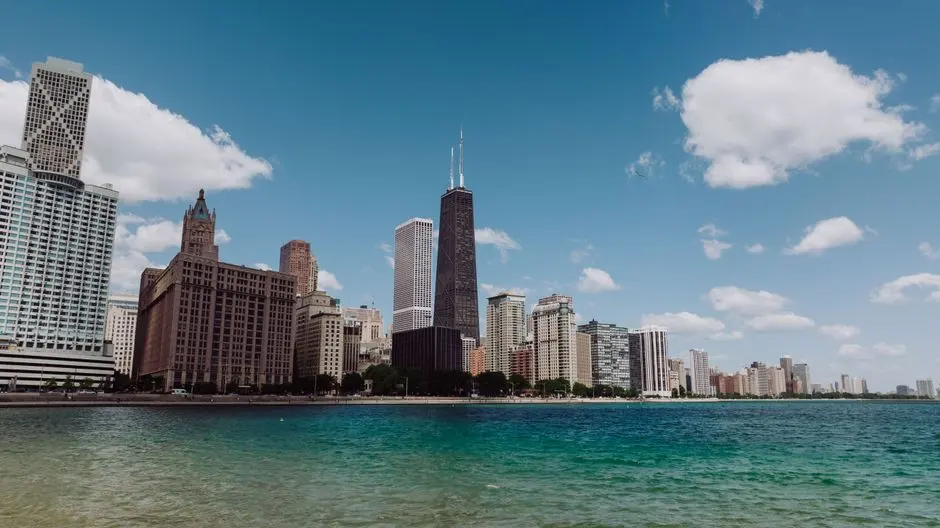 The Chicago skyline across Lake Michigan