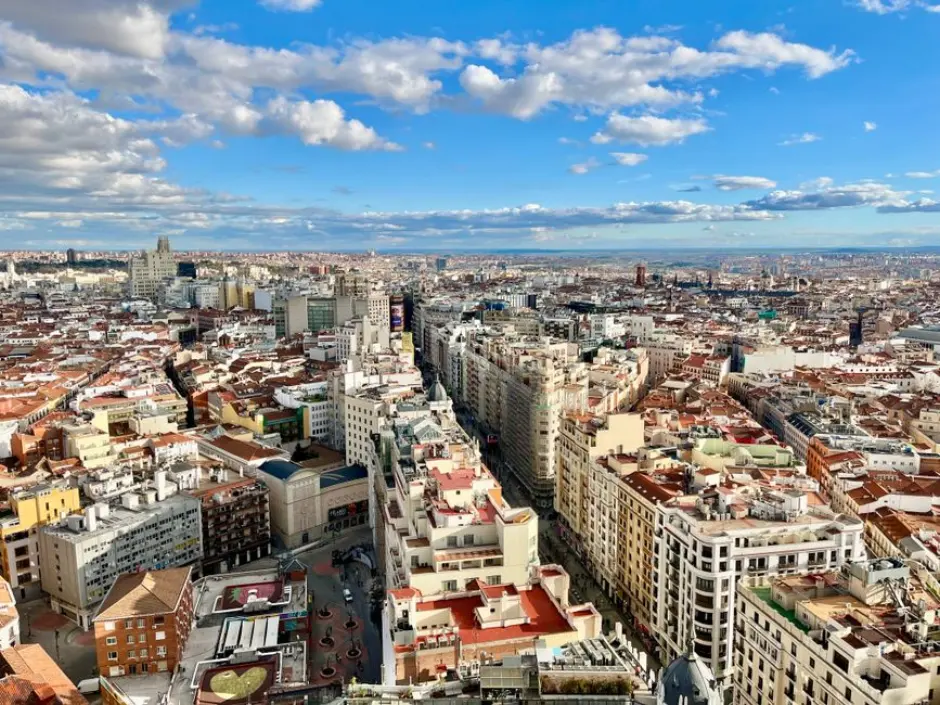 The rooftops of Madrid from above